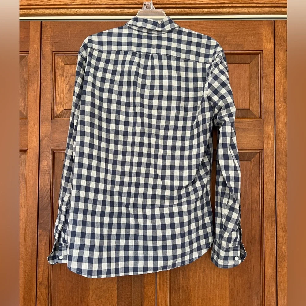 J. Crew Navy and White Plaid Button Down Shirt